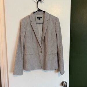 Ann Taylor gray pinstripe linen blend blazer size 10